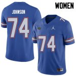 Women's Florida Gators #74 Fred Johnson NCAA Jordan Brand Royal Authentic Stitched College Football Jersey AXX0362TZ